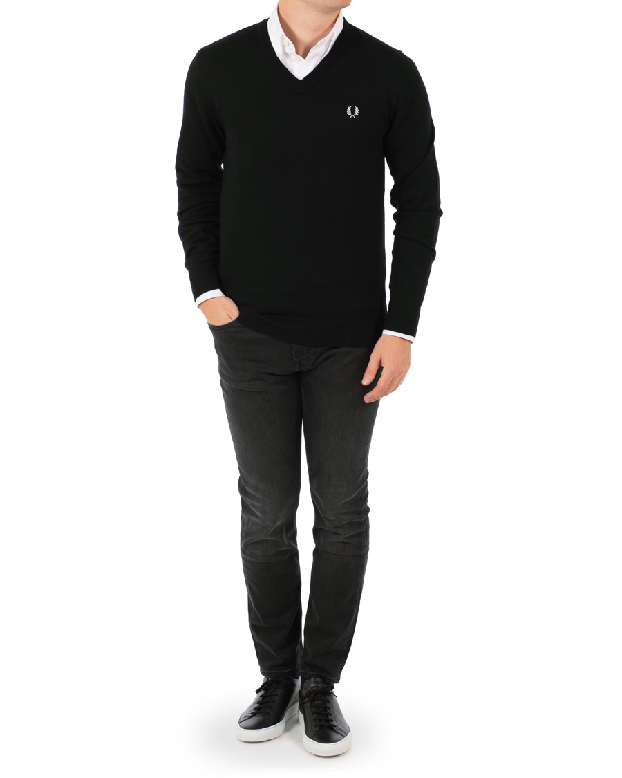 Herre | Trøjer | Fred Perry | Merino Wool V-Neck Pullover Black