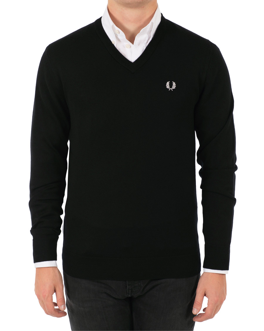 Herre | Trøjer | Fred Perry | Merino Wool V-Neck Pullover Black