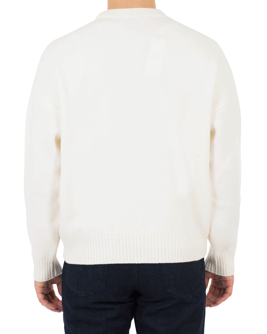 Herre | Trøjer | AMI | Boiled Wool Heart Sweater White