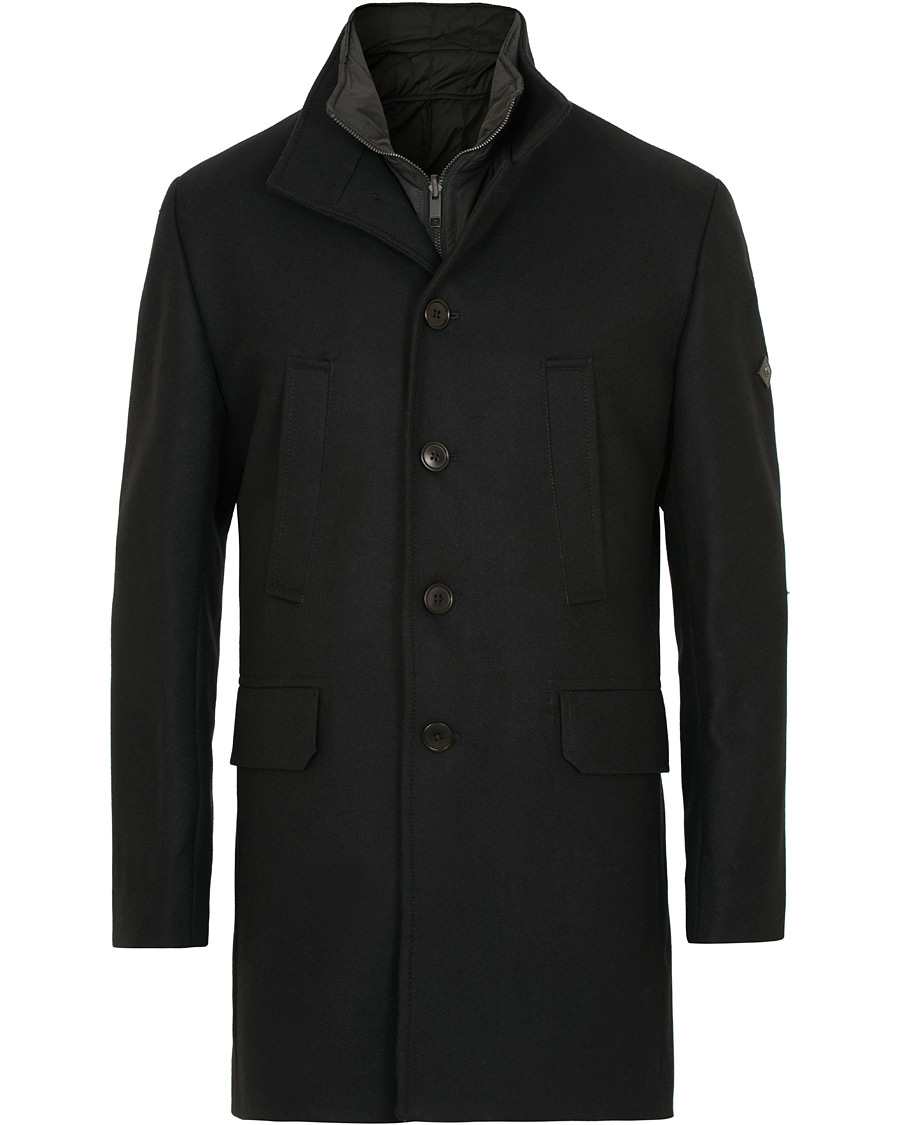 Herre | Jakker | J.Lindeberg | Gavin Stand Up Collar Compact Melton Coat Black