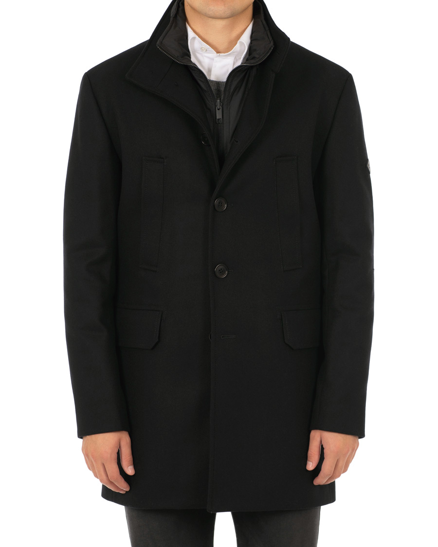 Herre | Jakker | J.Lindeberg | Gavin Stand Up Collar Compact Melton Coat Black