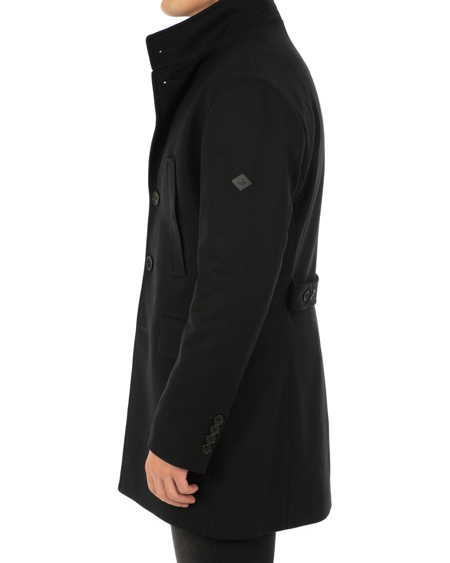 Herre | Jakker | J.Lindeberg | Gavin Stand Up Collar Compact Melton Coat Black