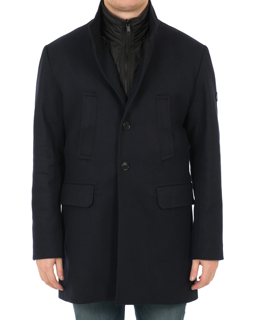 Herre | Jakker | J.Lindeberg | Gavin Stand Up Collar Compact Melton Coat Navy