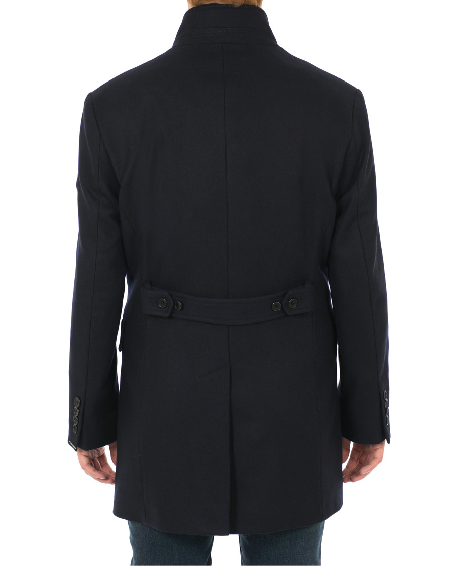 Herre | Jakker | J.Lindeberg | Gavin Stand Up Collar Compact Melton Coat Navy