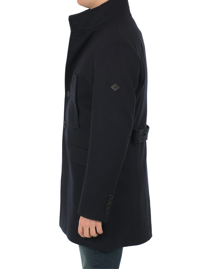 Herre | Jakker | J.Lindeberg | Gavin Stand Up Collar Compact Melton Coat Navy