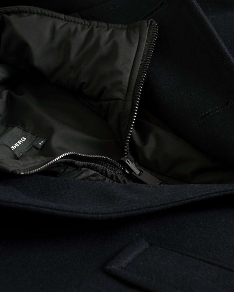 Herre | Jakker | J.Lindeberg | Gavin Stand Up Collar Compact Melton Coat Navy
