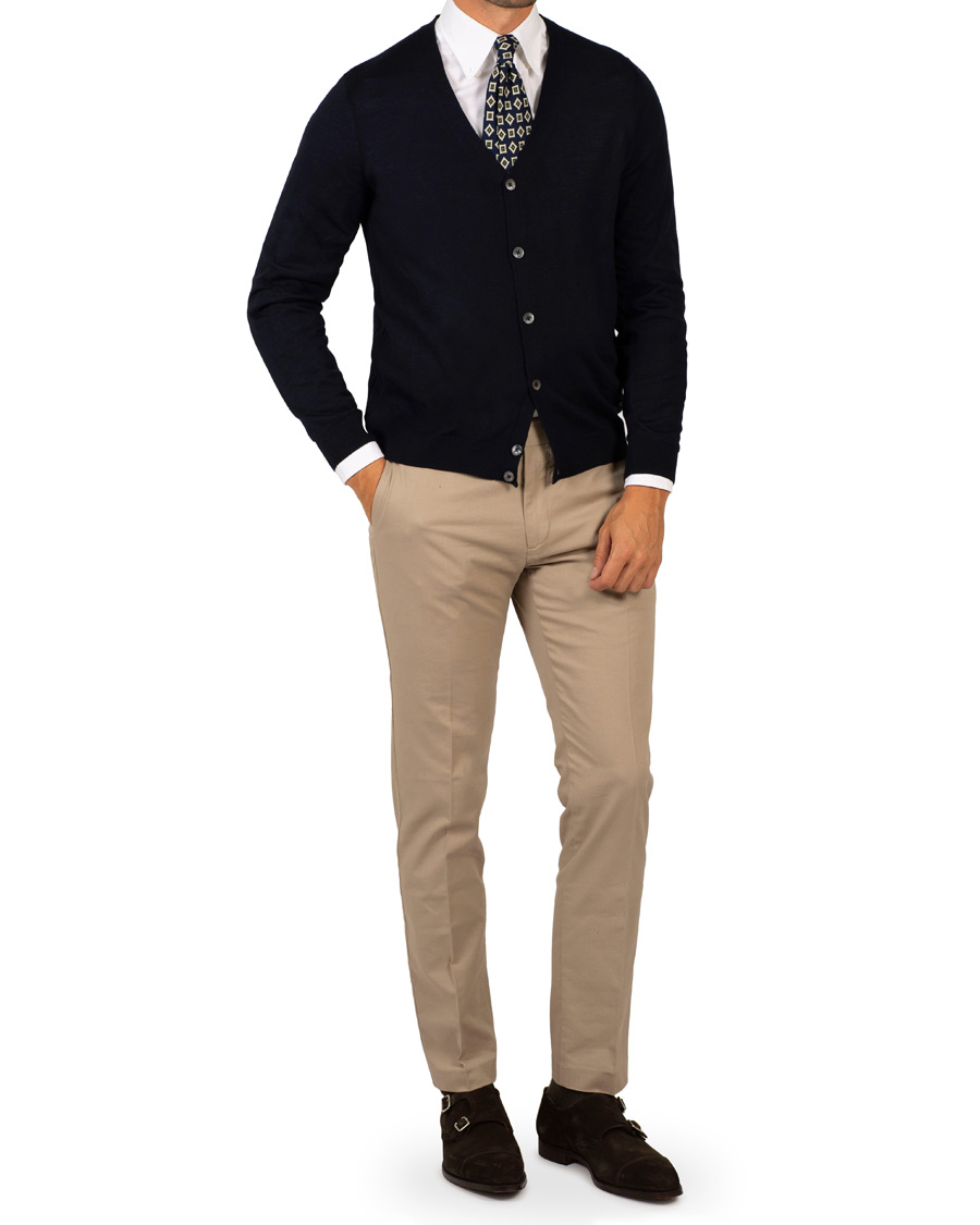 Herre | Trøjer | BOSS BLACK | BOSS Mardon Extra Fine Merino Cardigan Dark Navy
