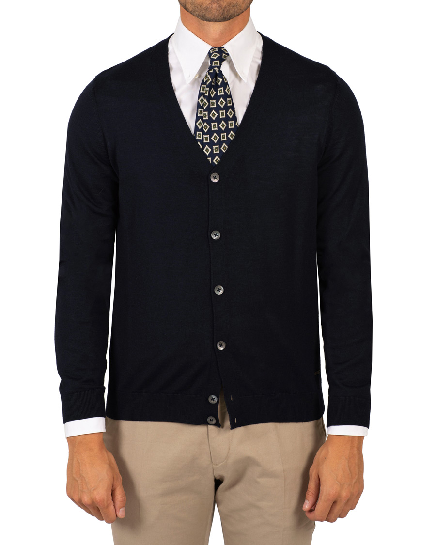 Herre | Trøjer | BOSS BLACK | BOSS Mardon Extra Fine Merino Cardigan Dark Navy