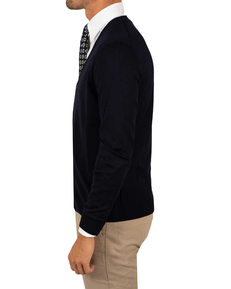 Herre | Trøjer | BOSS BLACK | BOSS Mardon Extra Fine Merino Cardigan Dark Navy