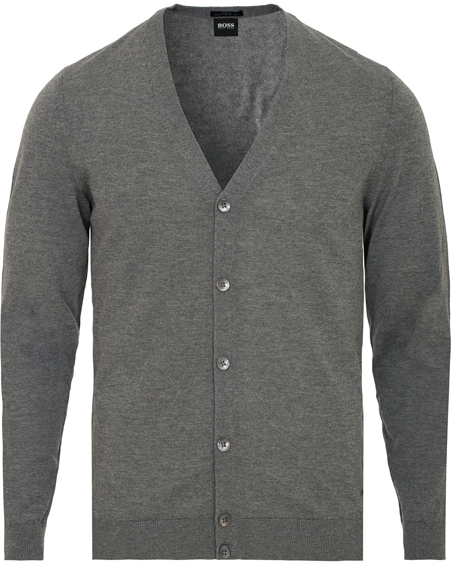 Herre | Trøjer | BOSS BLACK | BOSS Mardon Extra Fine Merino Cardigan Medium Grey Melange