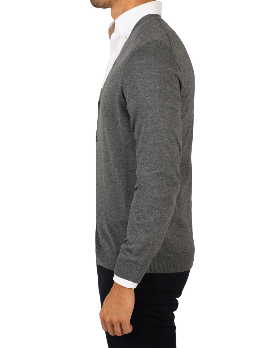 Herre | Trøjer | BOSS BLACK | BOSS Mardon Extra Fine Merino Cardigan Medium Grey Melange