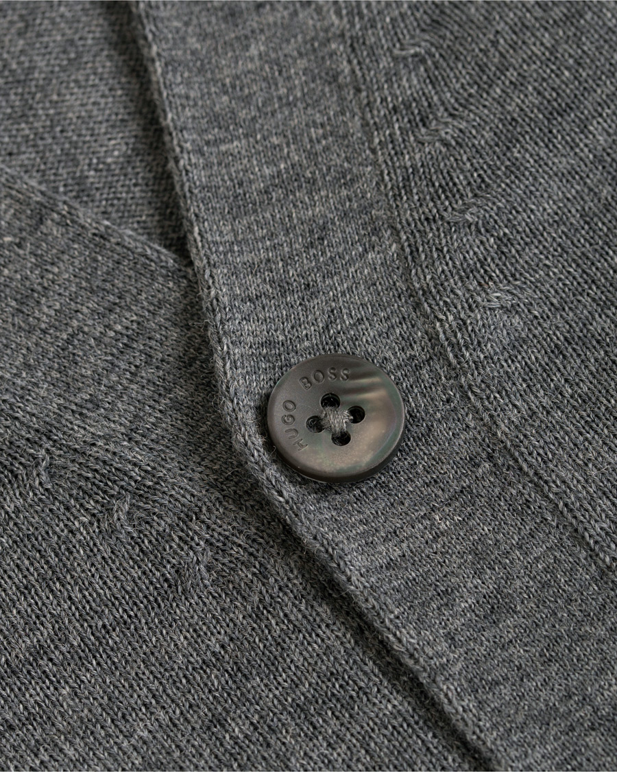 Herre | Trøjer | BOSS BLACK | BOSS Mardon Extra Fine Merino Cardigan Medium Grey Melange