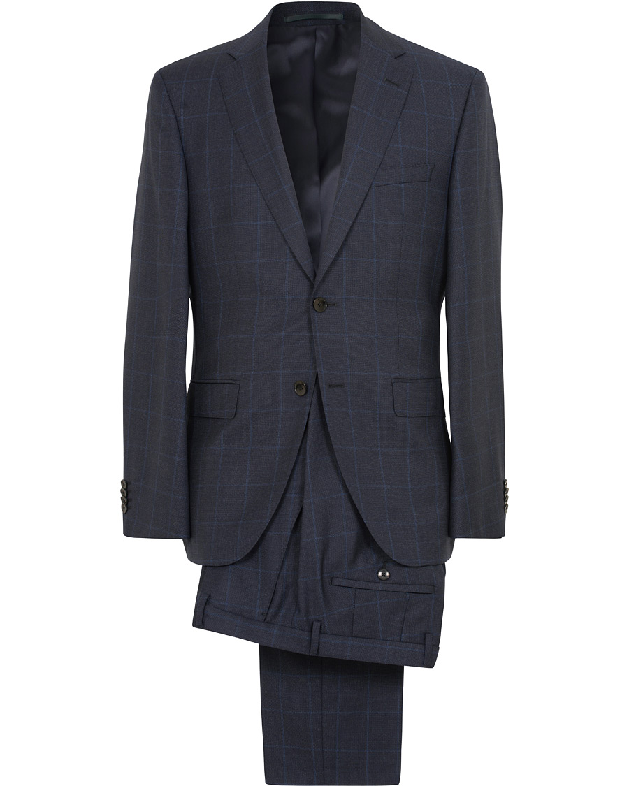 Herre | Jakkesæt | BOSS BLACK | BOSS Johnstons/Lenon Check Wool Suit Open Blue