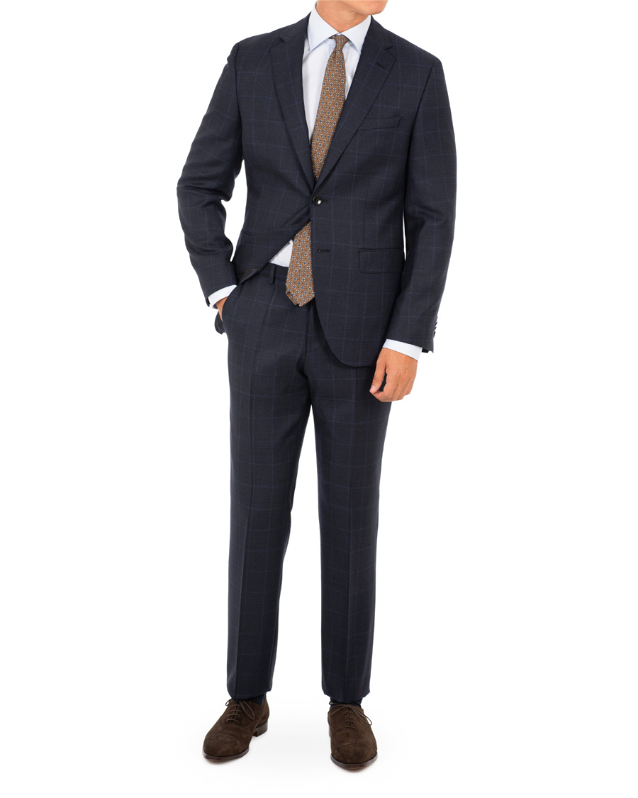 Herre | Jakkesæt | BOSS BLACK | BOSS Johnstons/Lenon Check Wool Suit Open Blue