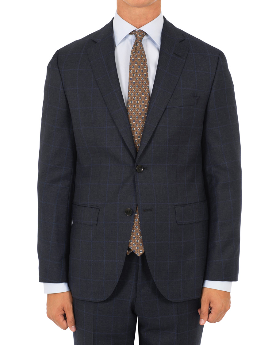 Herre | Jakkesæt | BOSS BLACK | BOSS Johnstons/Lenon Check Wool Suit Open Blue