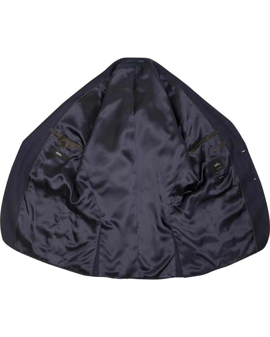 Herre | Jakkesæt | BOSS BLACK | BOSS Johnstons/Lenon Check Wool Suit Open Blue