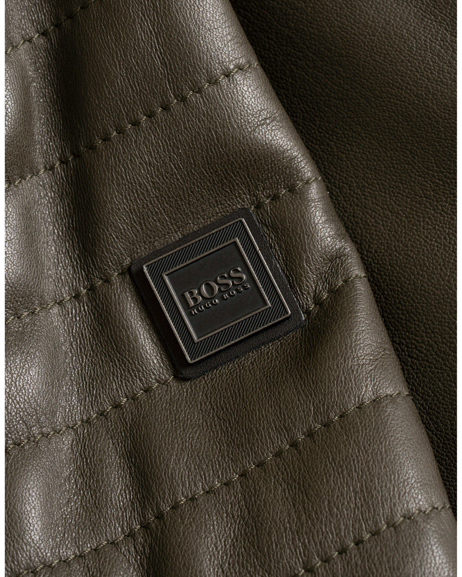 Herre | Jakker | BOSS ORANGE | BOSS Casual Jaysee Biker Leather Jacket Dark Green