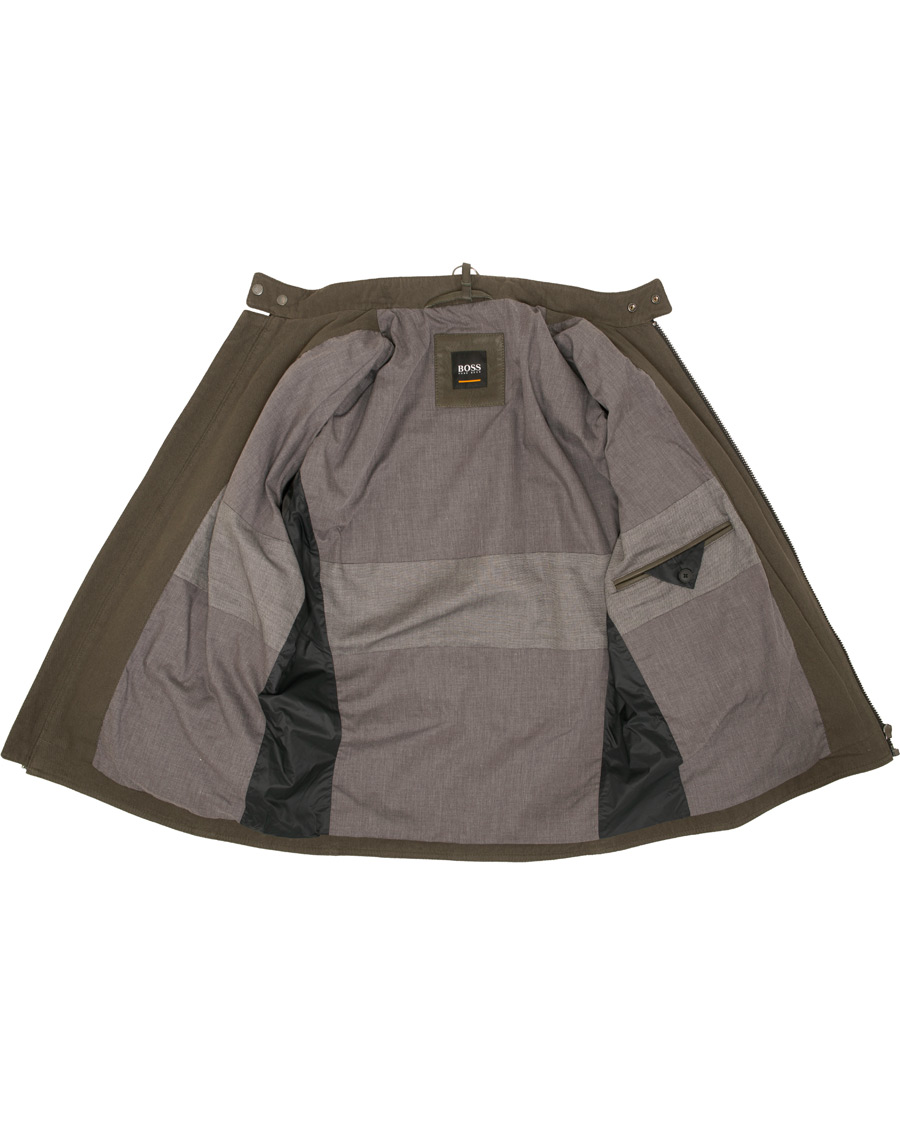 Herre | Jakker | BOSS ORANGE | BOSS Casual Jaysee Biker Leather Jacket Dark Green