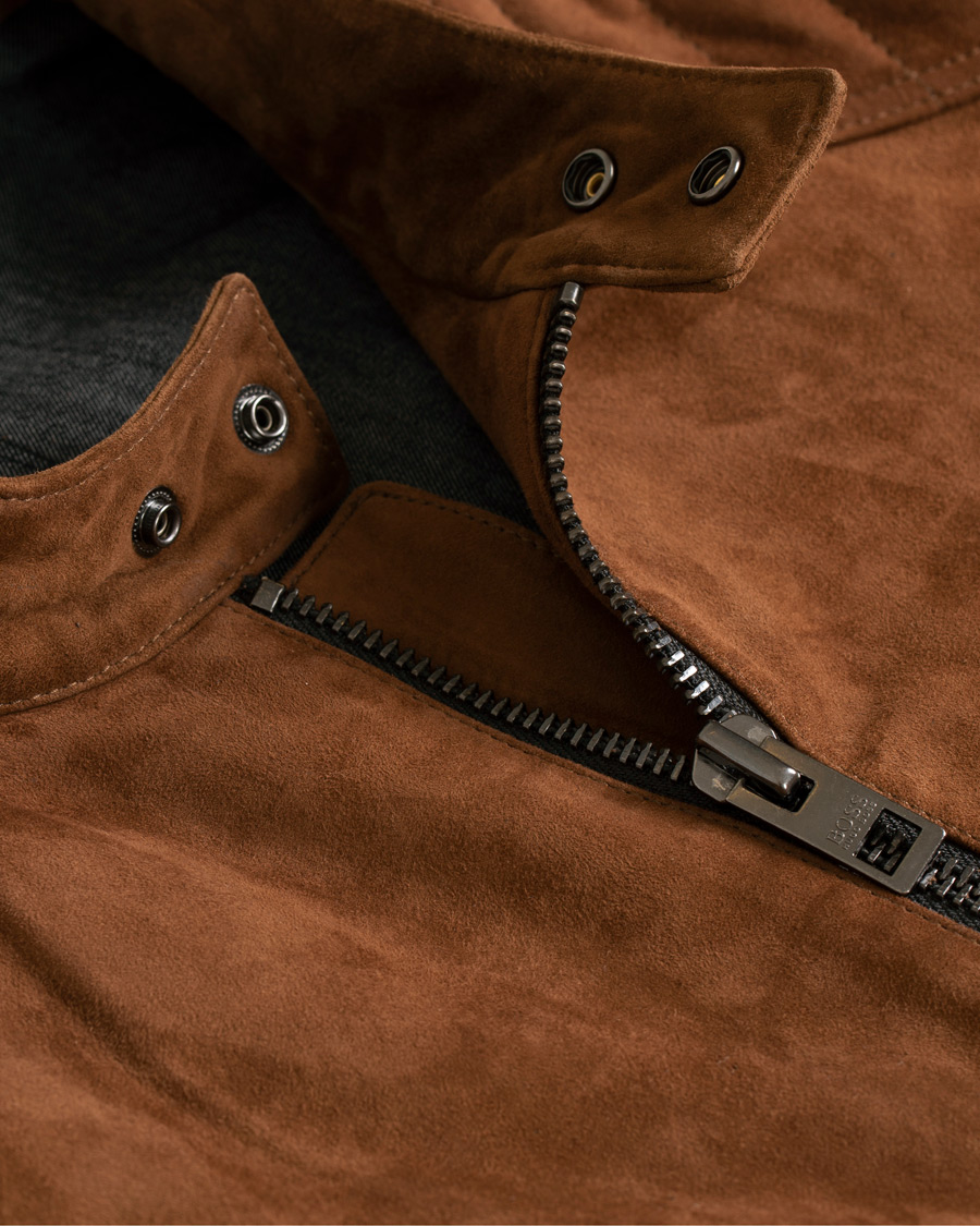 Herre | Jakker | BOSS ORANGE | BOSS Casual Jaydee Biker Jacket Dark Brown Suede