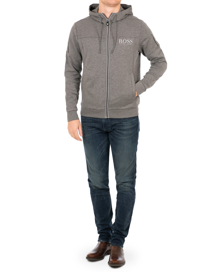Herre | Trøjer | BOSS GREEN | BOSS Athleisure Saggy Full Zip Hoodie Mid Melange