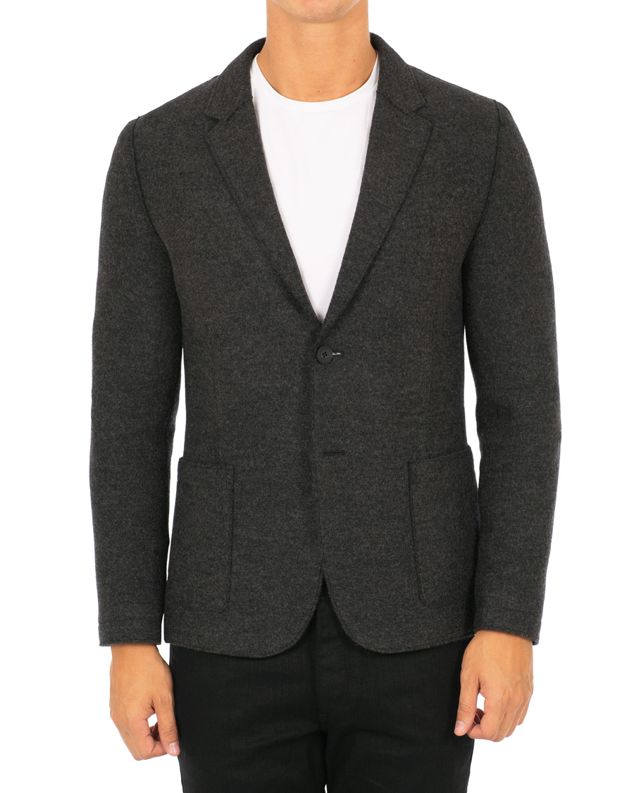 Herre | Blazere & jakker | HUGO | Agaltu Wool Raw Edge Blazer Dark Grey