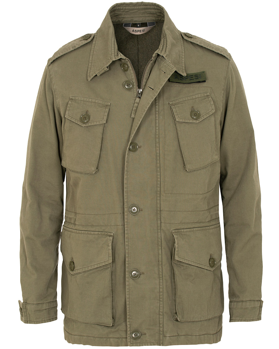 Herre | Jakker | Aspesi | Vancouver Lined Cotton Field Jacket Army Green