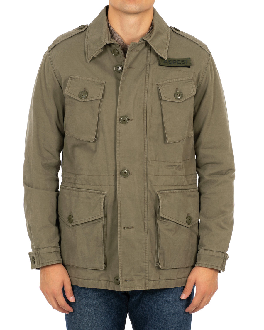 Herre | Jakker | Aspesi | Vancouver Lined Cotton Field Jacket Army Green