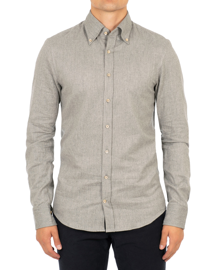 Herre | Skjorter | Stenströms | Slimline Flannel Shirt Grey