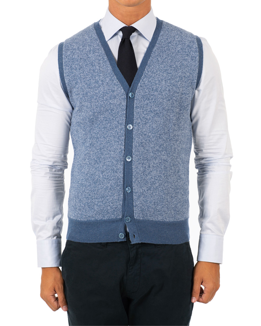 Herre | Trøjer | Stenströms | Lambswool Vest Blue