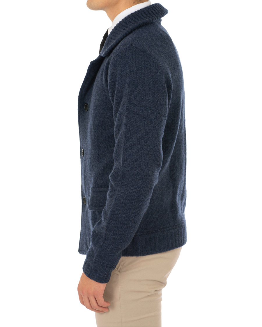 Herre | Trøjer | Stenströms | Merino Wool Knitted Cardigan Navy