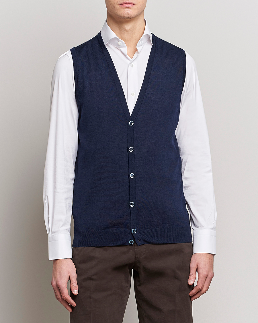 Herre | Slipovers | Stenströms | Merino Slipover Navy
