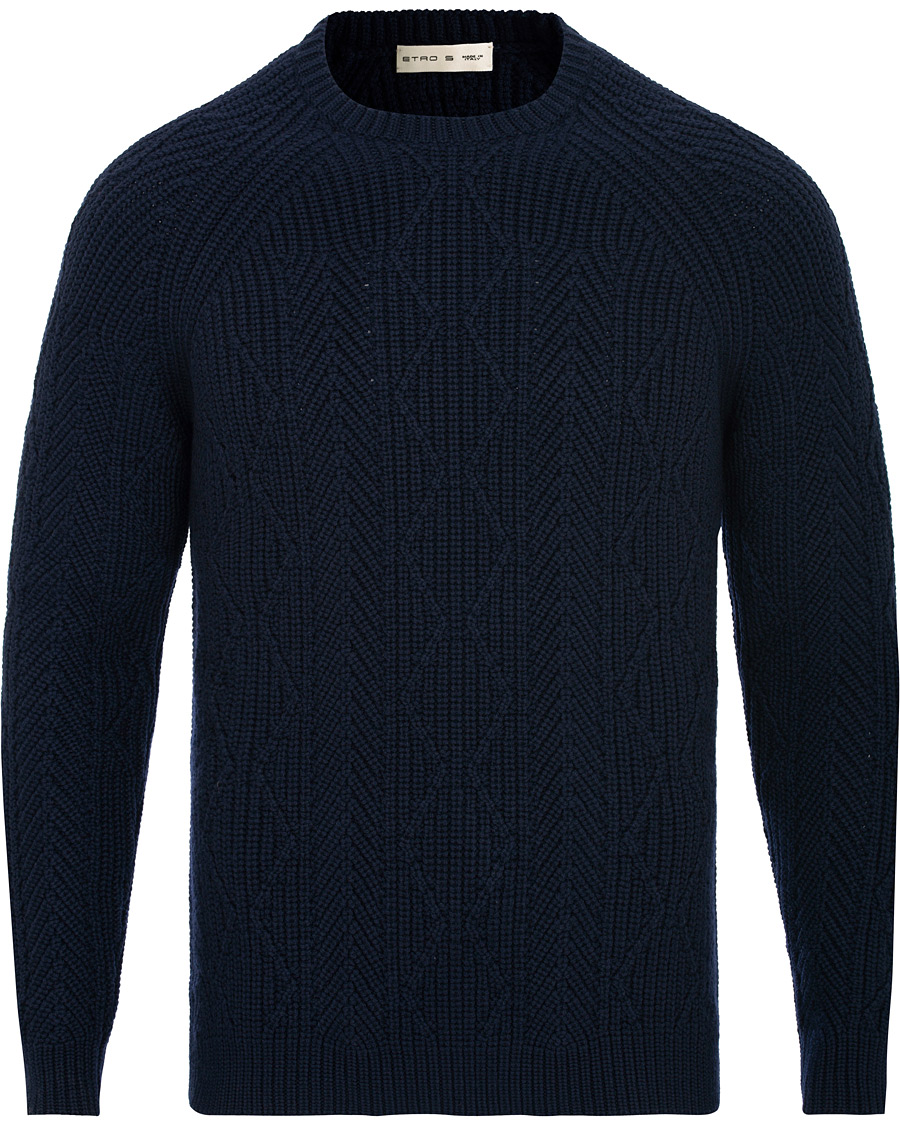 Herre | Trøjer | Etro | Cable Knit Crew Neck Navy
