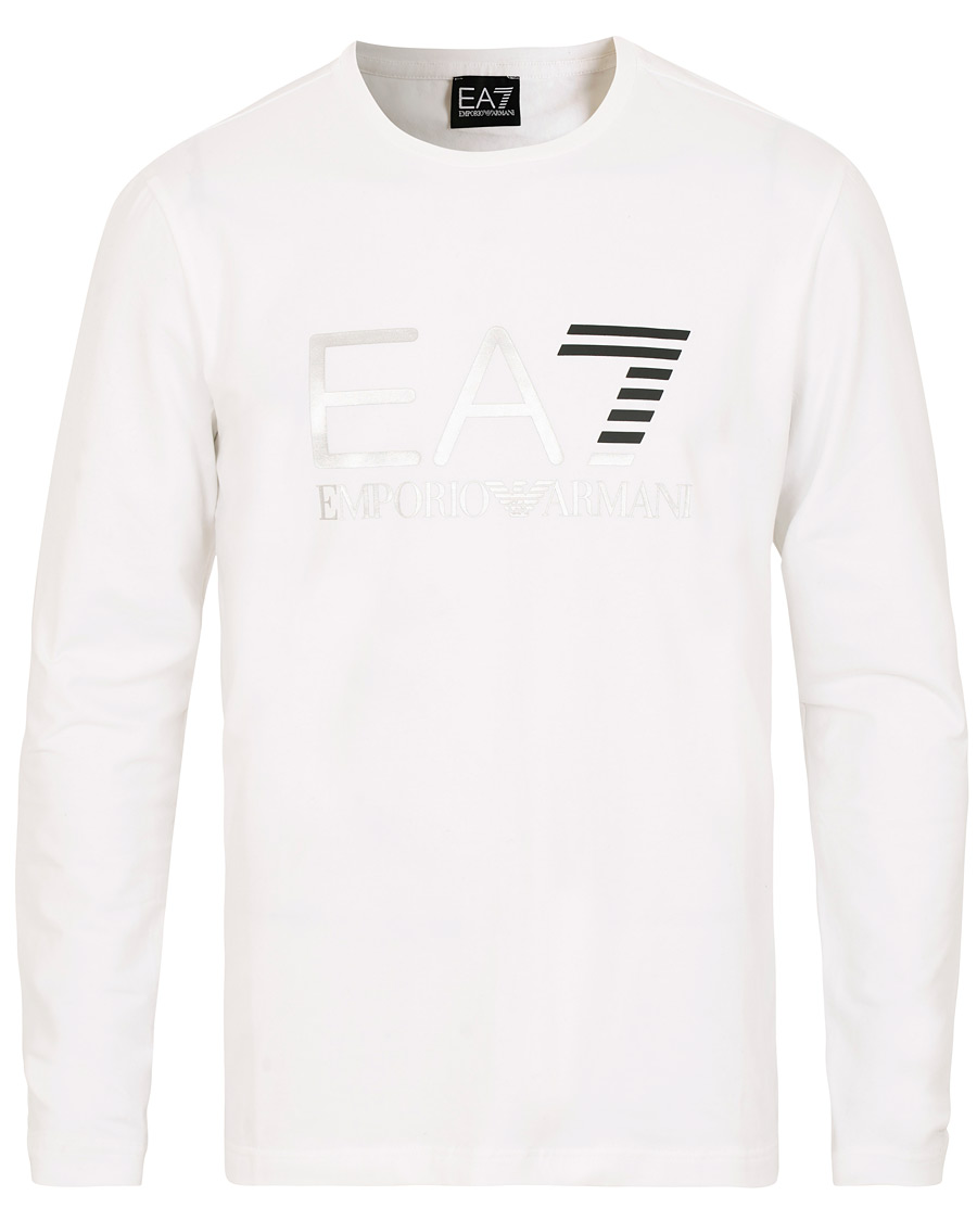 Herre | T-Shirts | EA7 | Train Logo Crew Neck Long Sleeve Tee White