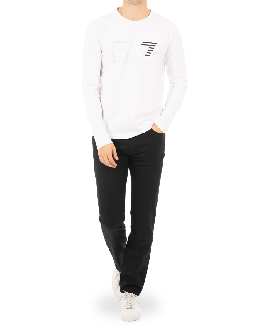 Herre | T-Shirts | EA7 | Train Logo Crew Neck Long Sleeve Tee White