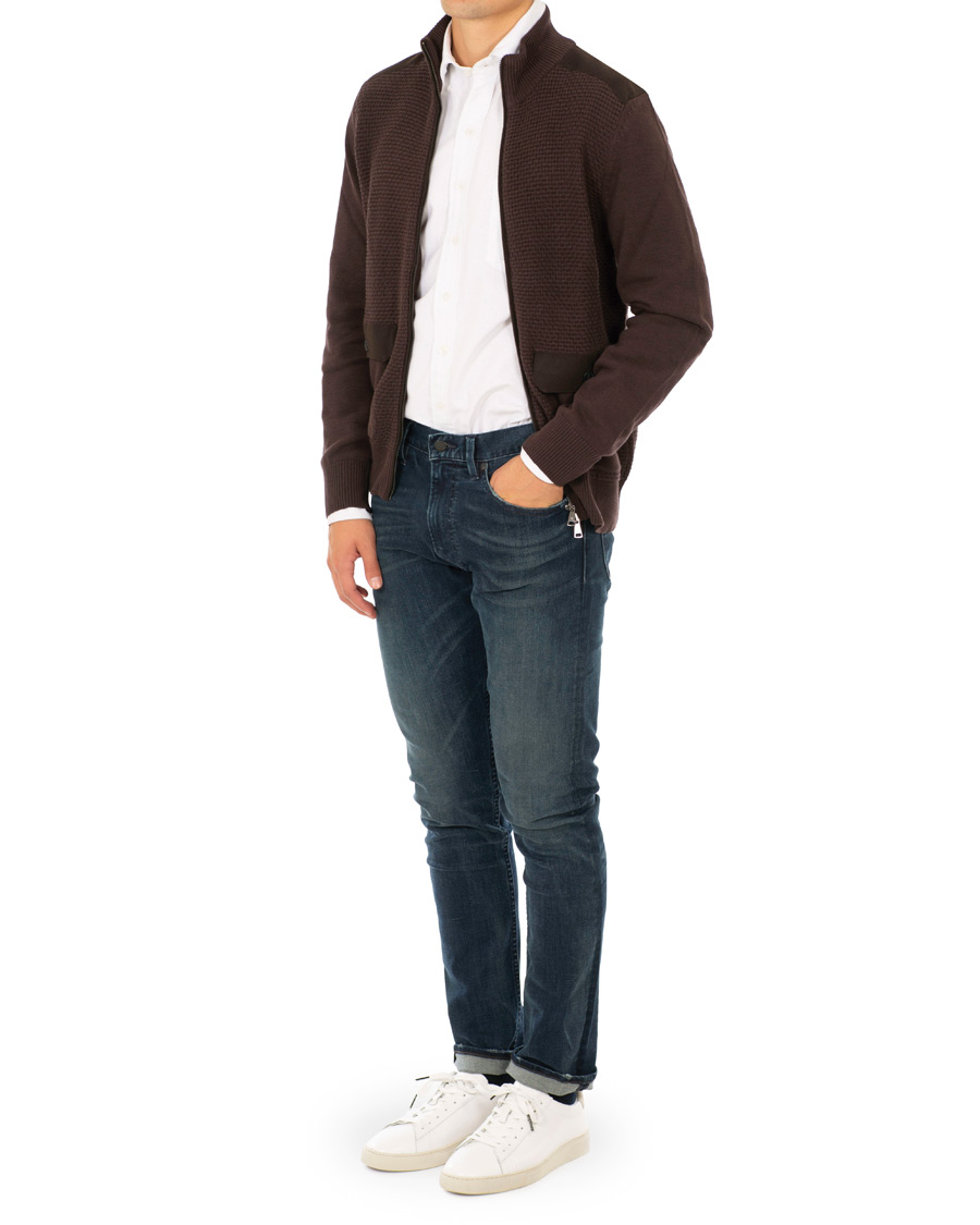 Herre | Trøjer | Hackett | Flannel Textured Full Zip Brown