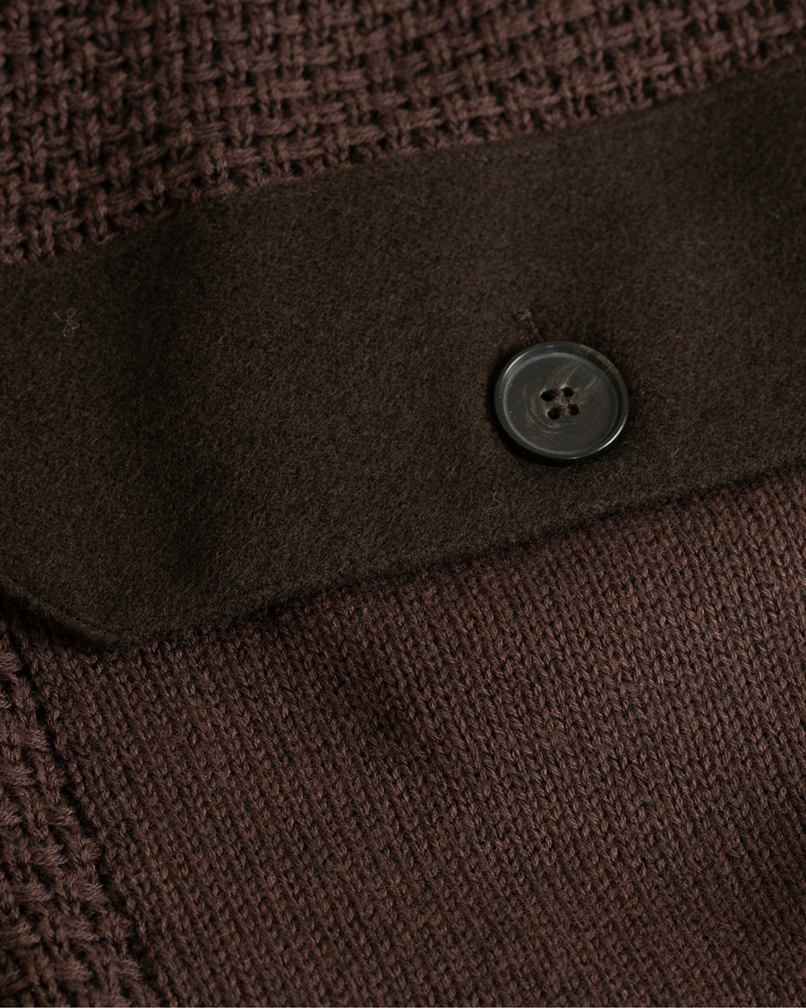 Herre | Trøjer | Hackett | Flannel Textured Full Zip Brown