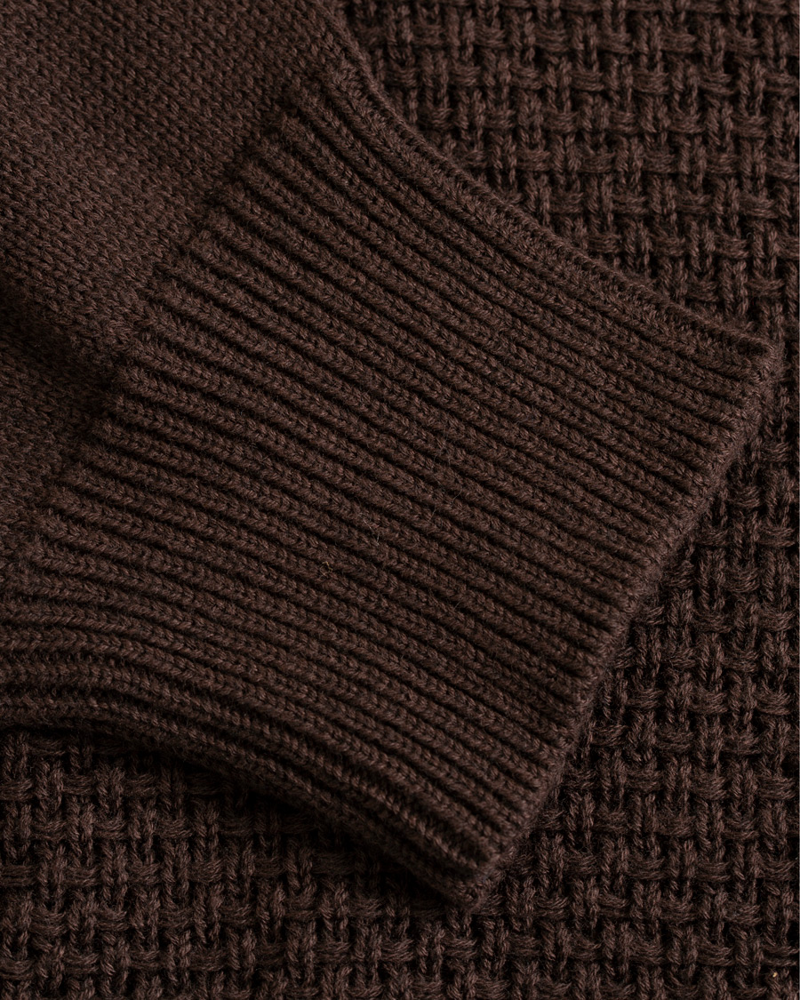 Herre | Trøjer | Hackett | Flannel Textured Full Zip Brown