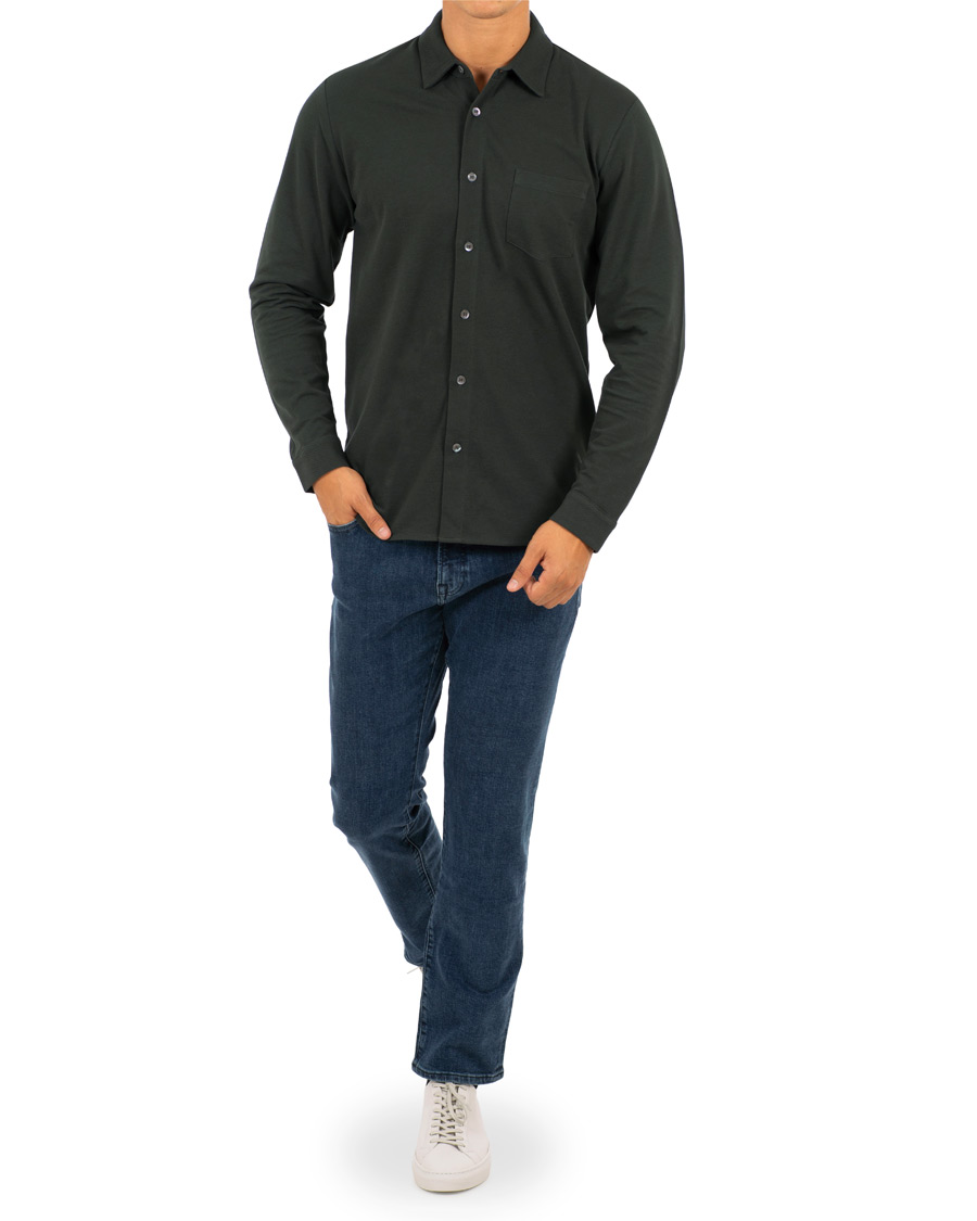 Herre | Skjorter | Sunspel | Pique Shirt Dark Green