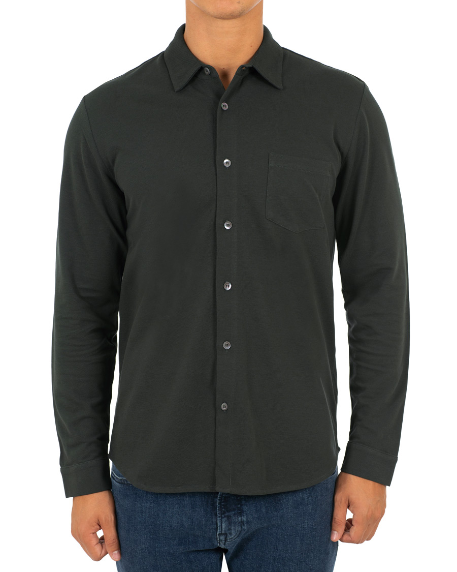 Herre | Skjorter | Sunspel | Pique Shirt Dark Green