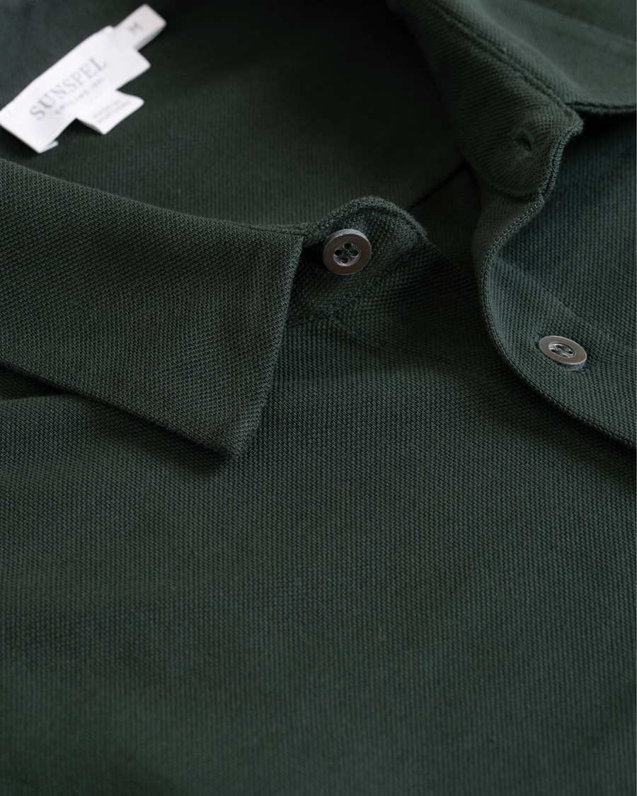 Herre | Skjorter | Sunspel | Pique Shirt Dark Green
