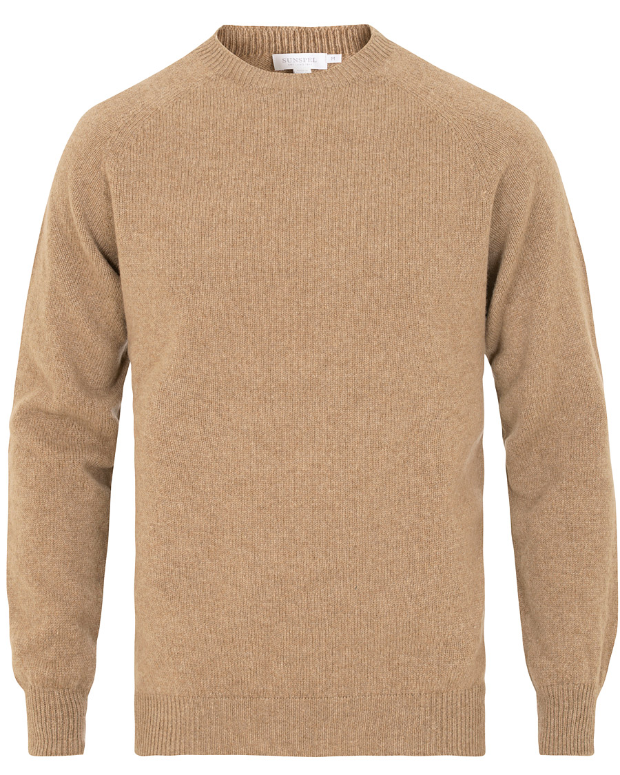 Herre | Trøjer | Sunspel | Lambswool Crew Neck Beige