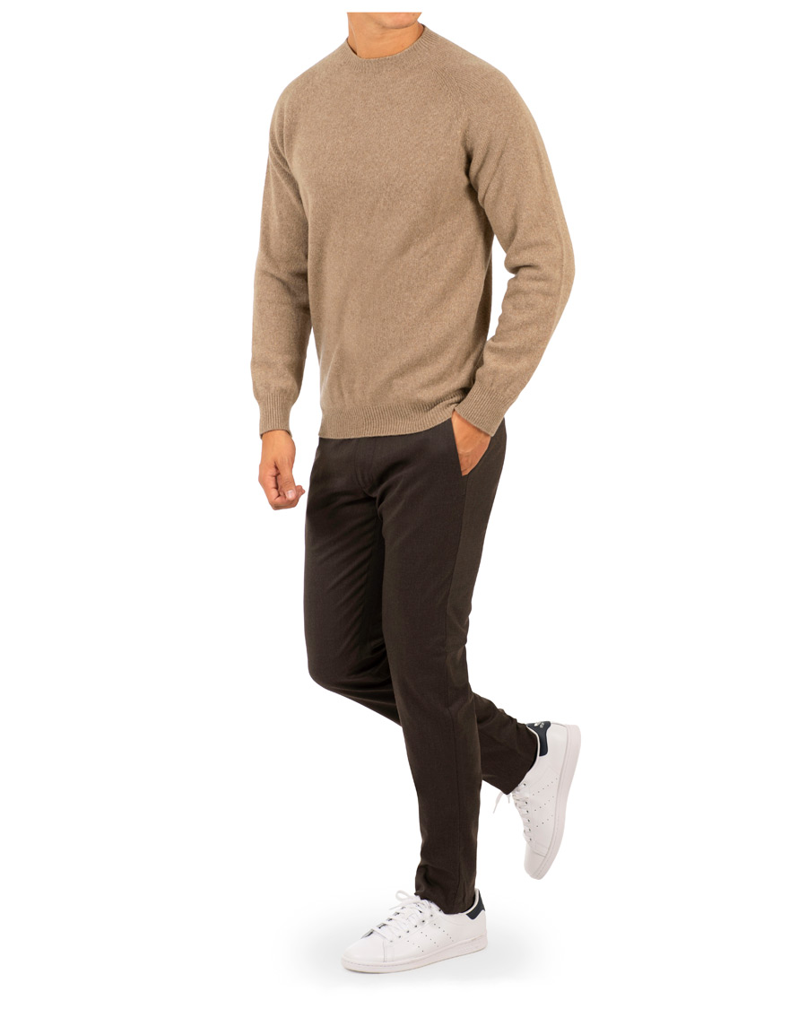 Herre | Trøjer | Sunspel | Lambswool Crew Neck Beige