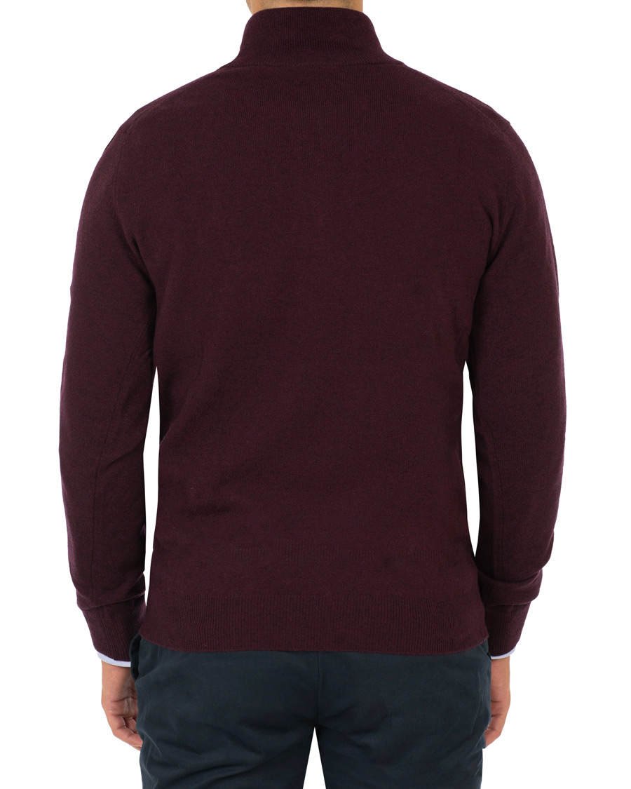 Herre | Trøjer | GANT | Superfine Lambswool Half Zip Dark Burgundy Melange
