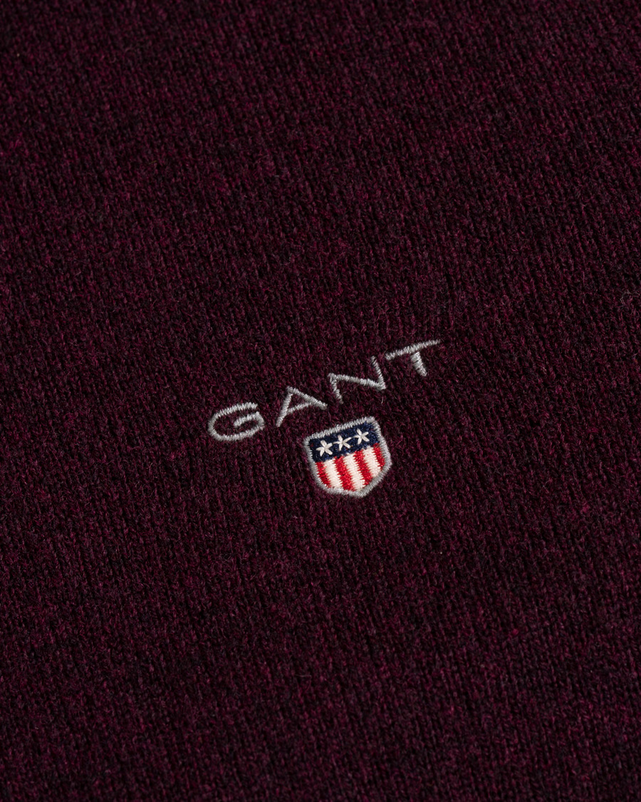 Herre | Trøjer | GANT | Superfine Lambswool Half Zip Dark Burgundy Melange