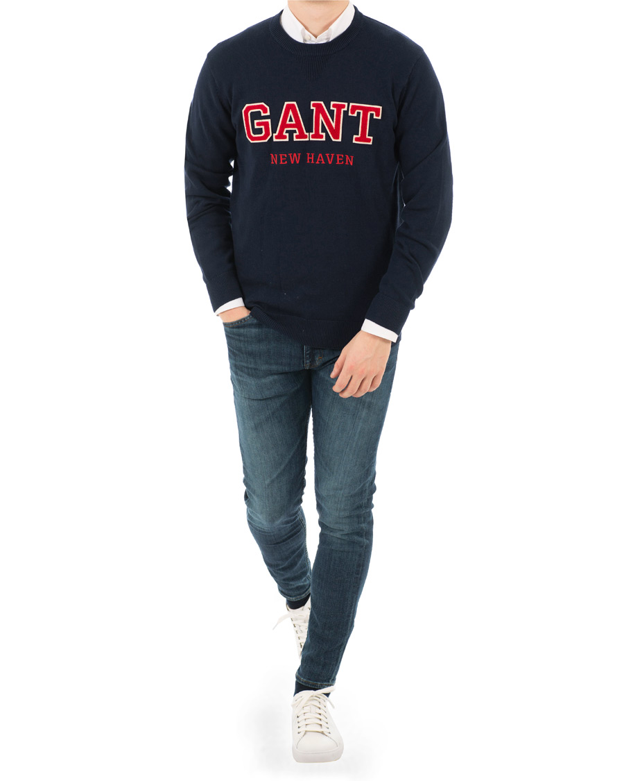 Herre | Trøjer | GANT | Logo Crew Neck Marine