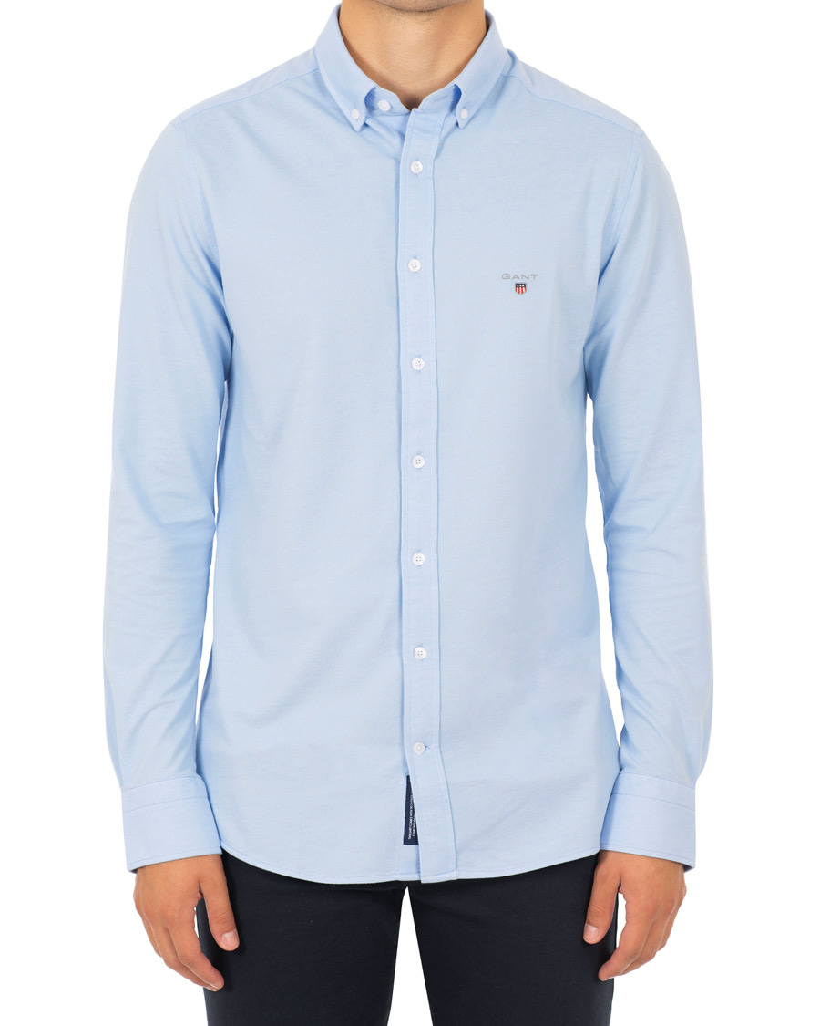 Herre | Skjorter | GANT | Slim Fit Tech Prep Pique Shirt Capri Blue