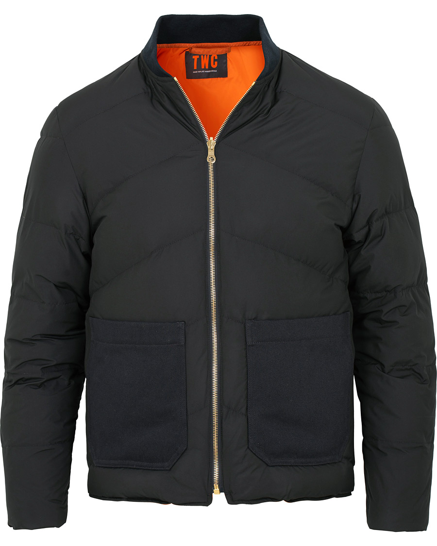 Herre | Jakker | The Workers Club | Reversible Down Filled Bomber Navy/Orange