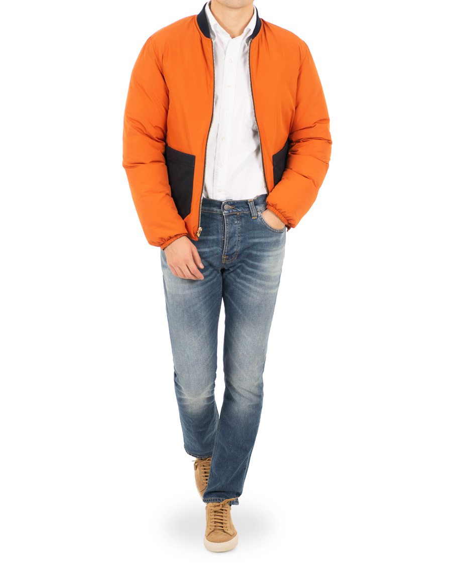 Herre | Jakker | The Workers Club | Reversible Down Filled Bomber Navy/Orange