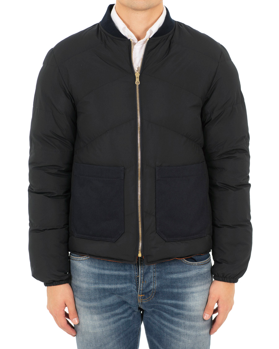 Herre | Jakker | The Workers Club | Reversible Down Filled Bomber Navy/Orange