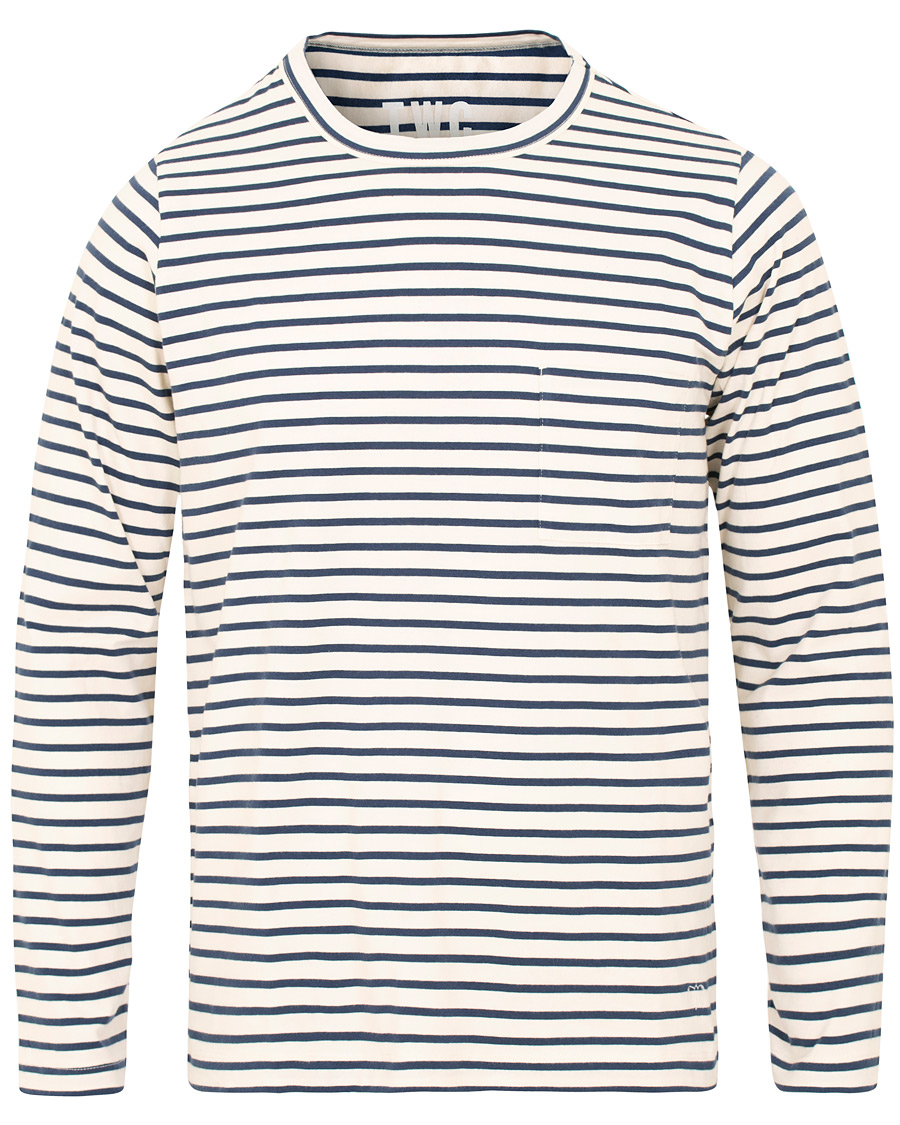Herre | T-Shirts | The Workers Club | Breton Stripe Sweater White/Navy